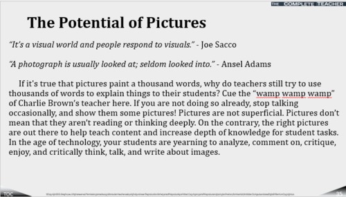 Preview of COMPLETE TEACHER Lesson 35 - The Potential of Pictures