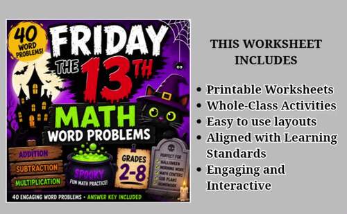 Fun Friday the 13th Math Worksheets | Word Problem for Grades 2, 3, 4 ...