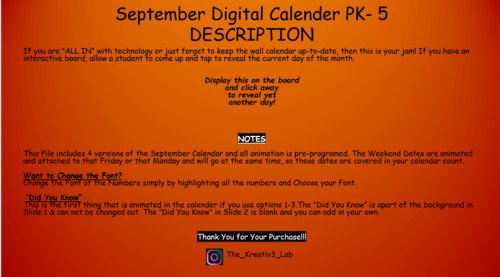 Preview of September - Digital Academic Calendar