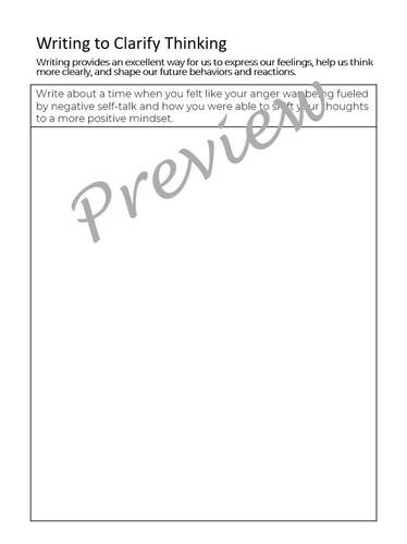 Anger Management Writing Prompts, Secondary Students, PDF 