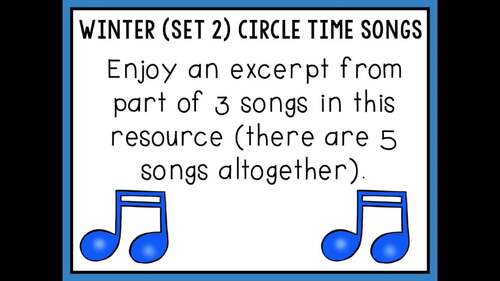Winter Set 2 Circle Time Songs With Activities - Preschool Kindergarten 1st