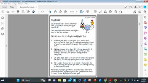 Executive Functioning Lesson - Time Management by Teaching with Compassion