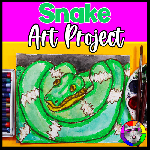 Preview of Emerald Tree Boa Snake Art Lesson, Magnification Art Project for Primary