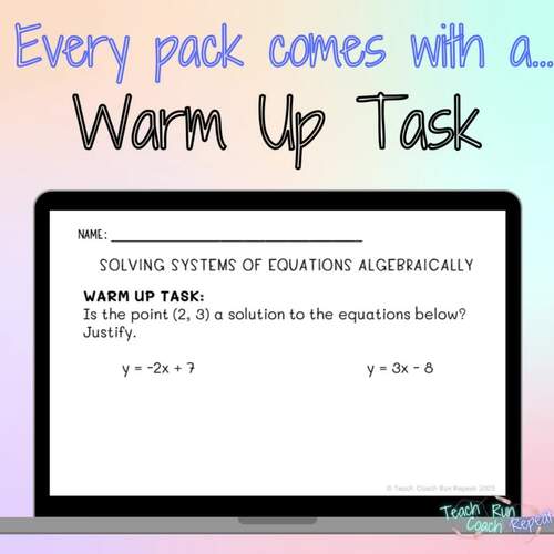Solving Systems by Elimination Guided Notes Activities Algebra 1