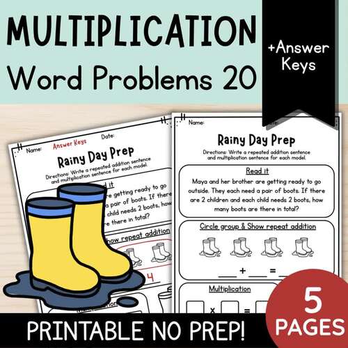 Spring Math: Multiplication Word Problems Repeated Addition | 2nd & 3rd Grade