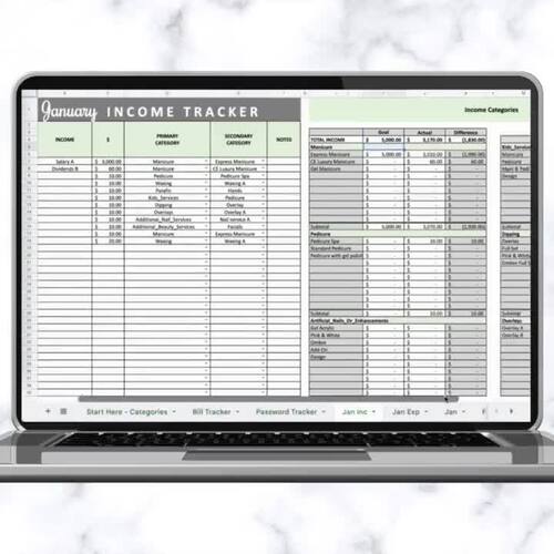 Nail Salon Budget Google Sheets Spreadsheet by Mom Money Map TPT
