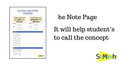 Integer Operations Multiply Divide Rule Notes Activities Worksheet