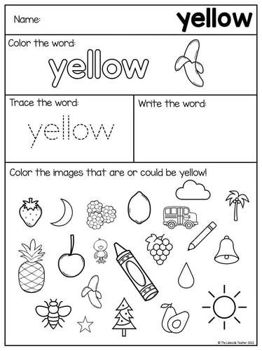 Color Word Worksheets | Color Word Printables by The Lakeside Teacher