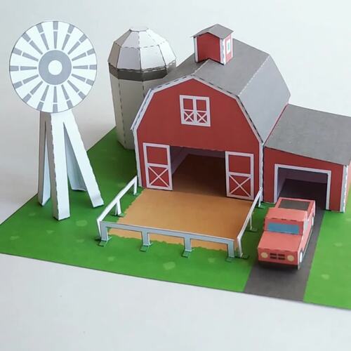 Diorama American Farm. Printable Paper Diorama PDF Template by ixia3d