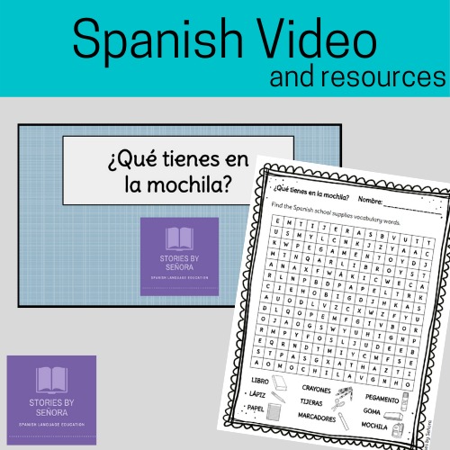 Preview of Spanish Video & Worksheet--School Supplies