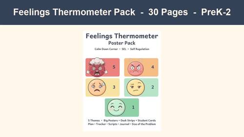 Feelings Thermometer Calm Down Corner Posters Self Regulation Check In ...
