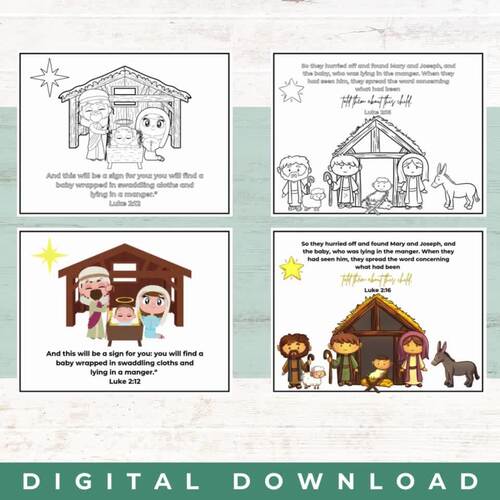 Nativity Scene Coloring Pages | Christmas Coloring | Birth of Jesus ...