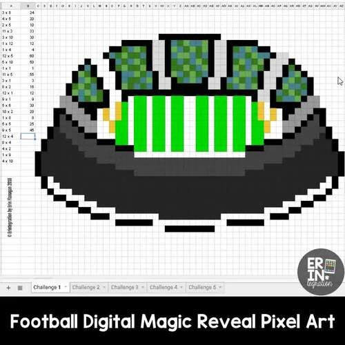 Football Digital Pixel Art Magic Reveal Multiplication and Division