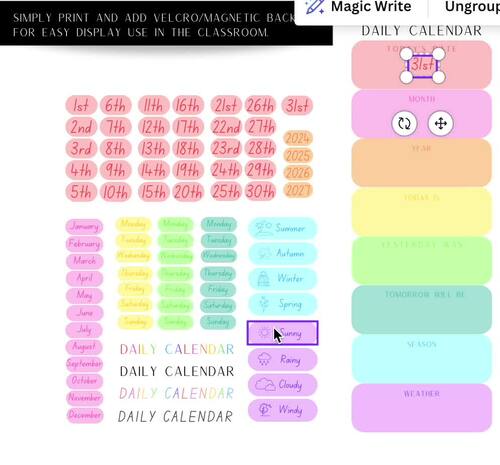 Daily Calendar and Weather Chart. by Taylah Thomas | TPT
