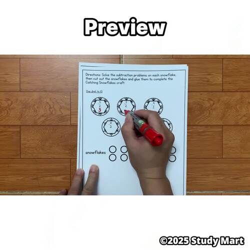 Catching Snowflakes Subtraction Math Craft | Winter Math Craft & Bulletin Board