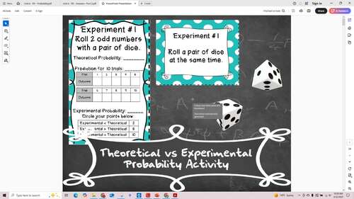 Theoretical vs Experimental Probability Activity 7.6C & 7.6D by jstalling