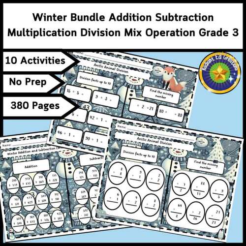 Winter Bundle Addition Subtraction Multiplication Division Mix ...