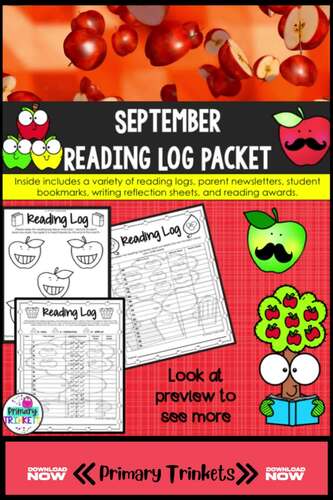 September Apple Reading Log Packet by Primary Trinkets | TPT