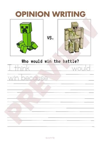 Story Starters & Opinion Writing: Minecraft Inspired Creative Writing ...