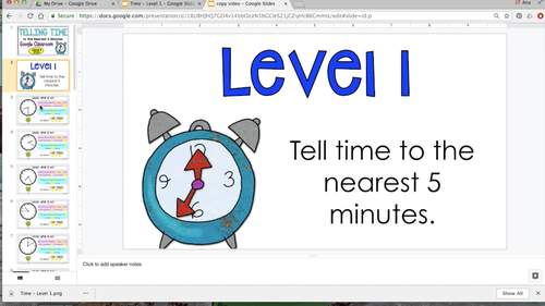 Telling Time to the Nearest Five Minutes - Google Classroom - Print