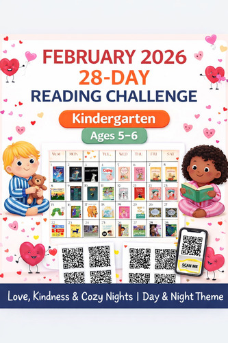 Preview of February Reading Challenge for Kindergarten (Ages 5-6)