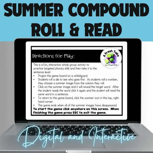Summer ESY Roll & Read Multisyllabic Compound Words & Sentences Digital ...