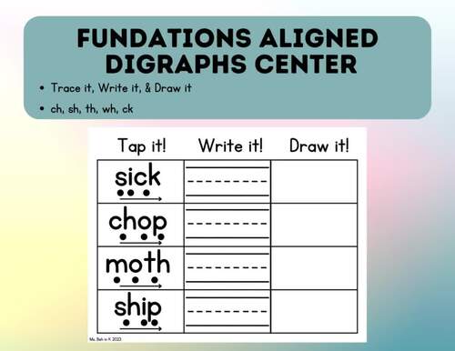 Fundations Aligned Digraph Center (Tap it, Write it, Draw it) by Ms Beh ...