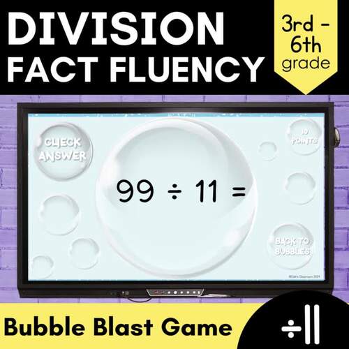 ÷ 11 Division Math Facts Fluency Practice| Interactive Smart Board Game ...
