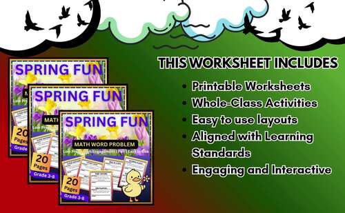 Spring Math Word Problems Worksheets & Math Centers | 3rd, 4th,5th, 6th, 7th,8th