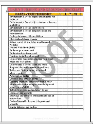 Building and Ground Safety Daily Checklist by Admin 4 You | TPT