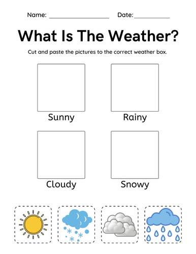 Weather Cut & Paste Matching | Printable Activity Morning Meeting