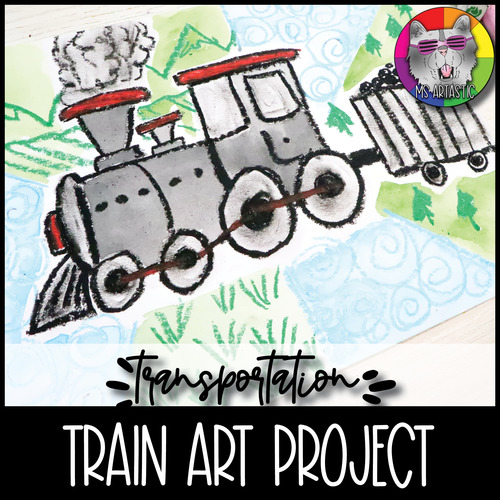 Preview of Train Art Project, Transportation Themed Art Lesson Activity for Primary
