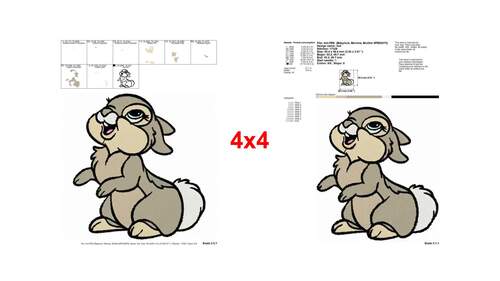 Happy Thumper Rabbit Disney Character Embroidery Designs - Instant Download
