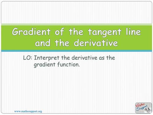 The derivative interpreted as gradient function by Maths Support Centre