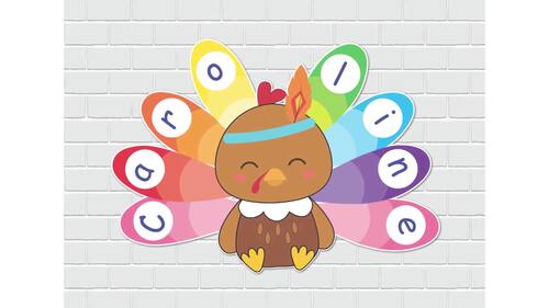 Thanksgiving Craft for Kids, Turkey Name Printables, Cut Out and Glue Pages