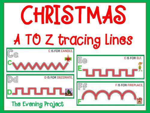 Christmas A To Z Tracing Lines Cards For Spec Ed Preschool K Home School