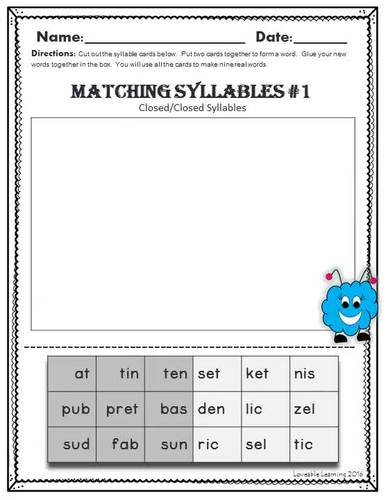 Syllable Types: Closed Syllables 2-Syllable Words by Lovable Learning