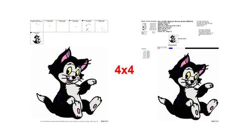Figaro Pinocchio's Happy Black White Cat Embroidery Designs - Instant ...