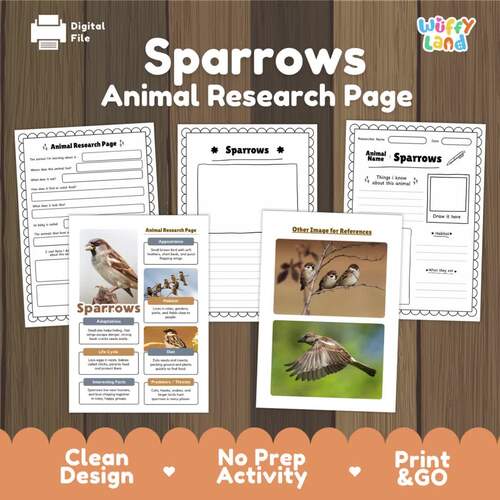 Sparrows Animal Research Project Bird Life Science Worksheet & Biology ...