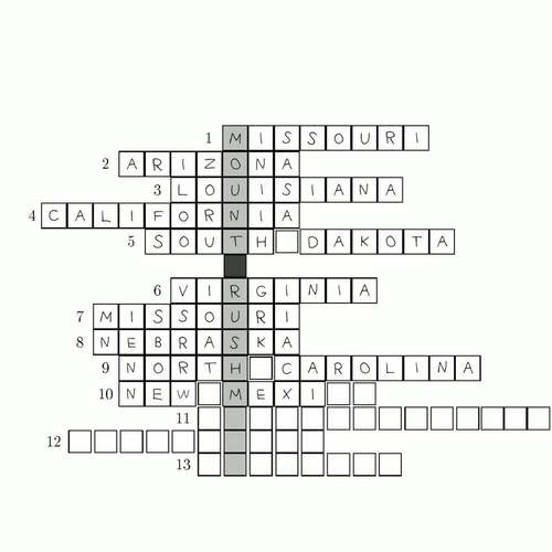 Crosswords about the US Cities States Rivers Lakes Mountains