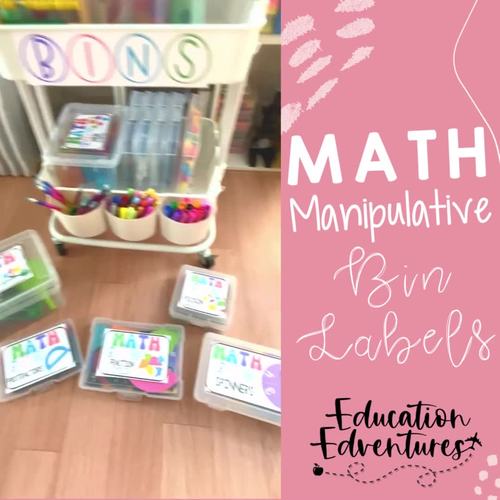 Math Manipulative Bin Labels EDITABLE Center Math Bins with Real Photos