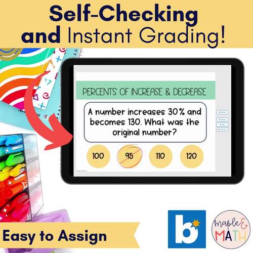 Percent Increase & Decrease BOOM CARDS™ Activity | 7th Grade Math ...