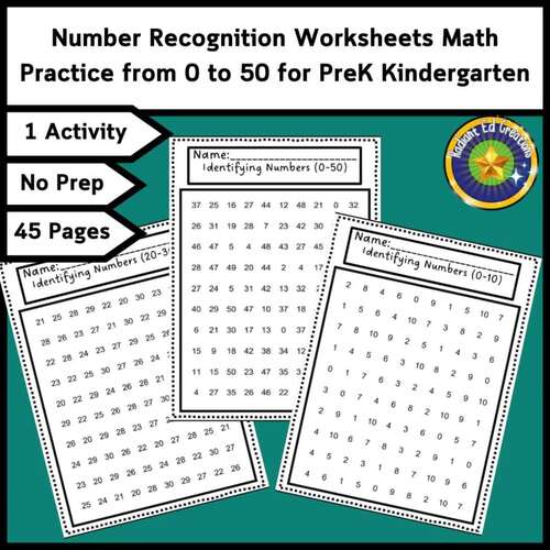 Number Recognition Math Practice 50 Count Measurement Life Skill ...