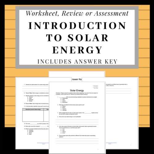 Solar Energy: Worksheet or Webquest for Distance Learning