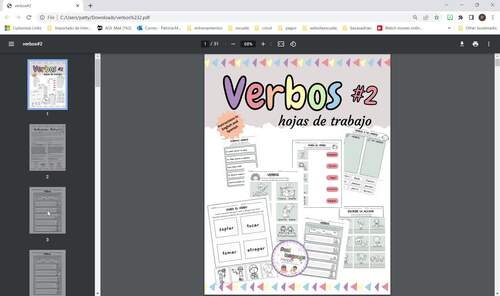 Los Verbos en espanol Hojas de trabajo Spanish Verbs Worksheets