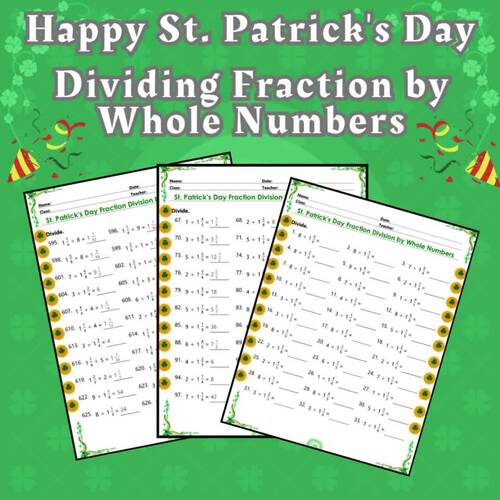 St. Patrick's Day 5th Grade Dividing Fractions by Whole Numbers by Unit ...