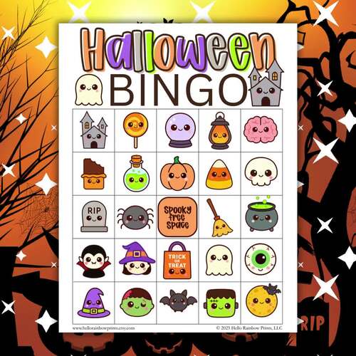 Halloween BINGO Game, Easy Party Group Activity, Spooky Fall Class Games