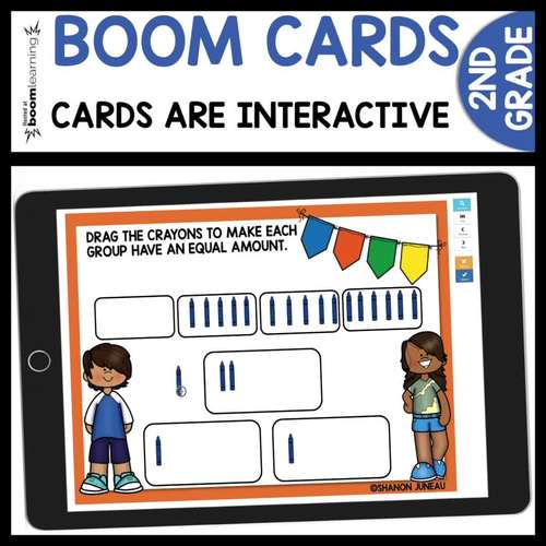 Equal Parts Groups using Boom Cards Digital Task Cards Resource | TPT