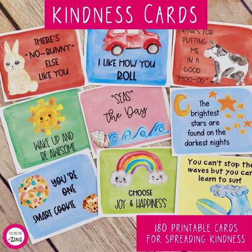 Kindness Cards Bundle Watercolor by Thinking Zing Counseling TpT