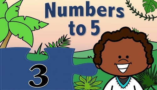 Preview of Identify Numbers to 5: In the Jungle: Math Brain Break